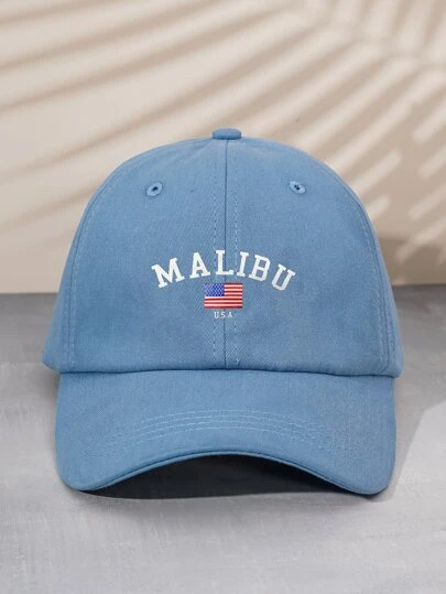 1入組中性 Y2k 風格 Malibu 印花棒球帽，適合戶外運動、遮陽和日常佩戴