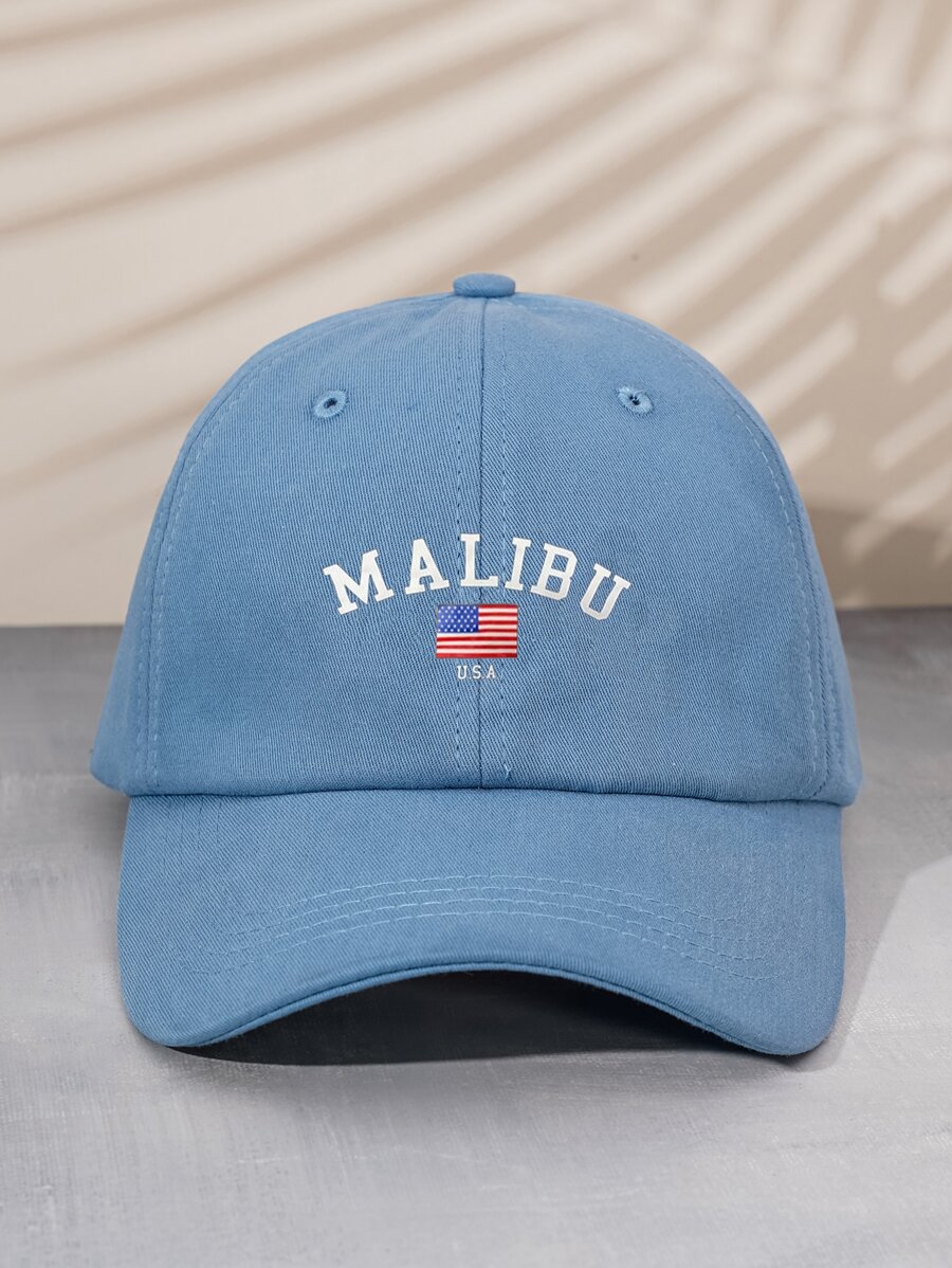 1入組中性 Y2k 風格 Malibu 印花棒球帽，適合戶外運動、遮陽和日常佩戴