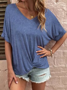 SHEIN LUNE V Neck Batwing Sleeve Tee