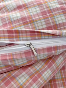 Set colcha sin relleno con patrón de cuadros - Rosa - Ver 7