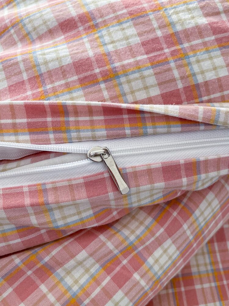 格紋圖案被套套裝不附帶內芯 - 粉色 - 查看 7