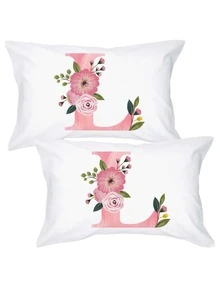 1雙字母圖案枕套不附帶枕芯 - 彩色 - 查看 3