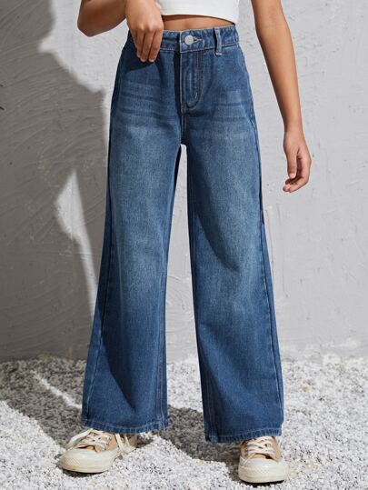 SHEIN Tween Girl Wide Leg Jeans