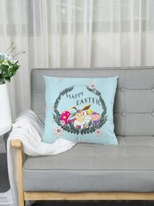 Funda de cojín sin relleno Pascua de Resurrección conejo & con estampado de huevo - Multicolor - Ver 1