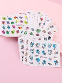 24pcs/Set Floral, Leaf, Butterfly Shaped Spring/Summer Stickers (Non-Adhesive) Nail Stickers DIY - Multicolor - View 8