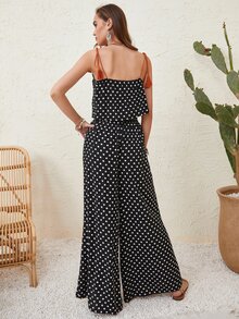 Rusttydustty Bộ đồ hai mảnh nữ Nghề thêu Hoa Chấm bi Boho - Nhiều màu - Xem 2