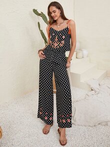 Rusttydustty Bộ đồ hai mảnh nữ Nghề thêu Hoa Chấm bi Boho - Nhiều màu - Xem 5