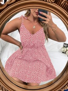 Sunnyshic Váy hai dây thắt lưng họa tiết hoa Boho cỡ lớn, dành cho mùa hè - Hồng - Xem 3