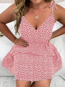 Sunnyshic Váy hai dây thắt lưng họa tiết hoa Boho cỡ lớn, dành cho mùa hè - Hồng - Xem 5