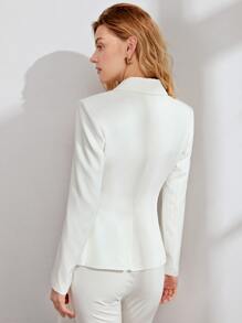 BizChic Knot Side Wrap Blazer - White - View 2