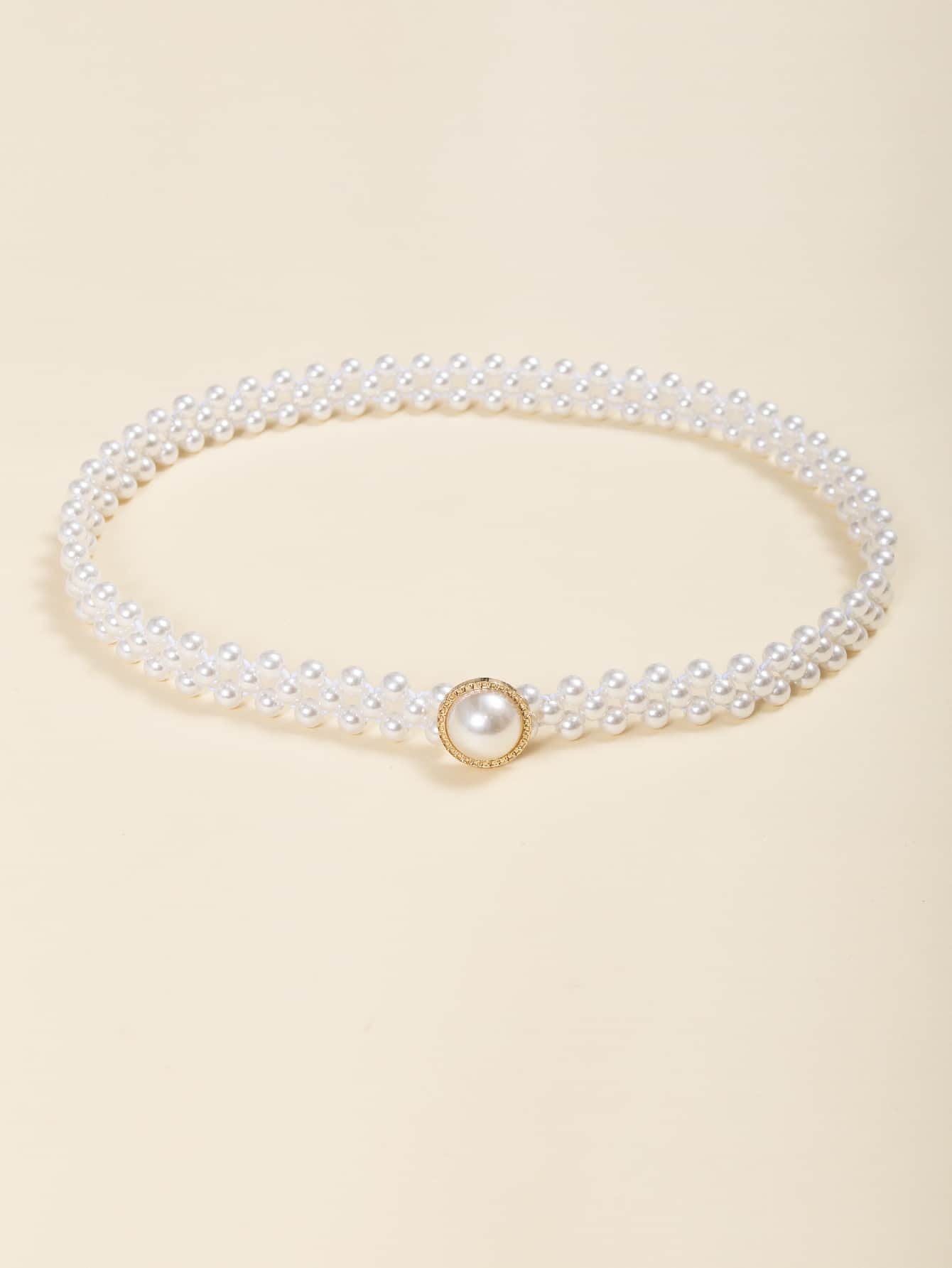 1pc Flower & Faux Pearl Decor Waist Chain Hook, Fashionable Versatile Elegant Waistband Chain For Dresses, Shirts, - White - View 1