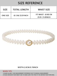 1pc Flower & Faux Pearl Decor Waist Chain Hook, Fashionable Versatile Elegant Waistband Chain For Dresses, Shirts, - White - View 3