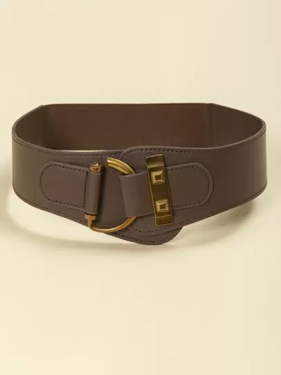 Thắt lưng da thường ngày khóa kim loại màu nâu cổ điển cho mùa hè, mùa thu, mùa đông, Halloween