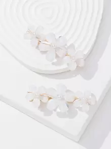 2pcs Women Flower Decor Hair Clip Boho Valentine's Day Valentines Claw Clips Hair Claws Hair Barrettes