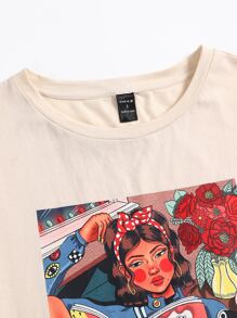 Ashley Baxter Áo thun nữ Con số Hoa Giải trí - Màu be - Xem 4