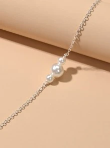 Faux Pearl Decor Bracelet - Silver - View 3