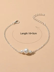 Faux Pearl Decor Bracelet - Silver - View 4