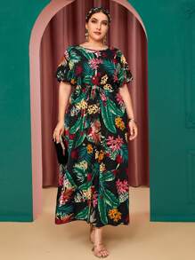 Mulvari Plus Tropical Print Self Tie Dress - Multicolor - View 4