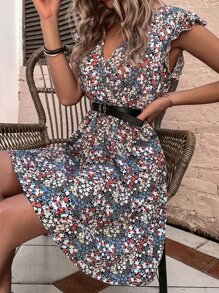 SHEIN VCAY Đầm Xù Trọn gói Họa tiết hoa Boho - Nhiều màu - Xem 4