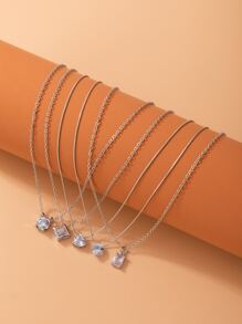 imoli 5 piezas Collar con colgante zirconia cúbica - Plateado - Ver 1