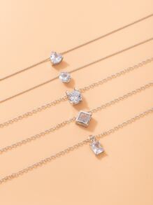 imoli 5 piezas Collar con colgante zirconia cúbica - Plateado - Ver 4