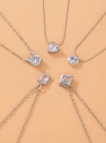 imoli 5 piezas Collar con colgante zirconia cúbica - Plateado - Ver 2