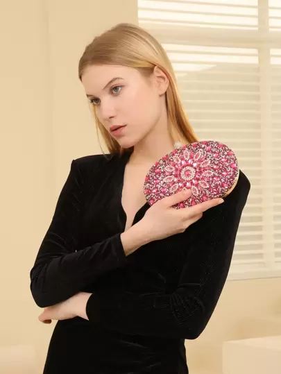 迷人閃光，亮片，奢華，閃亮迷你水鑽細節撞色盒包晚宴包，晚宴包，適合派對女孩、女士、新娘，完美適合派對、婚禮、舞會、晚餐/宴會、雞尾酒