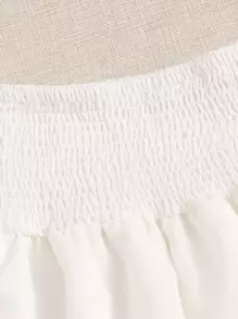 SHEIN PETITE 褶皺腰帶分層短裙的夏季裙子 - 白色 - 查看 5