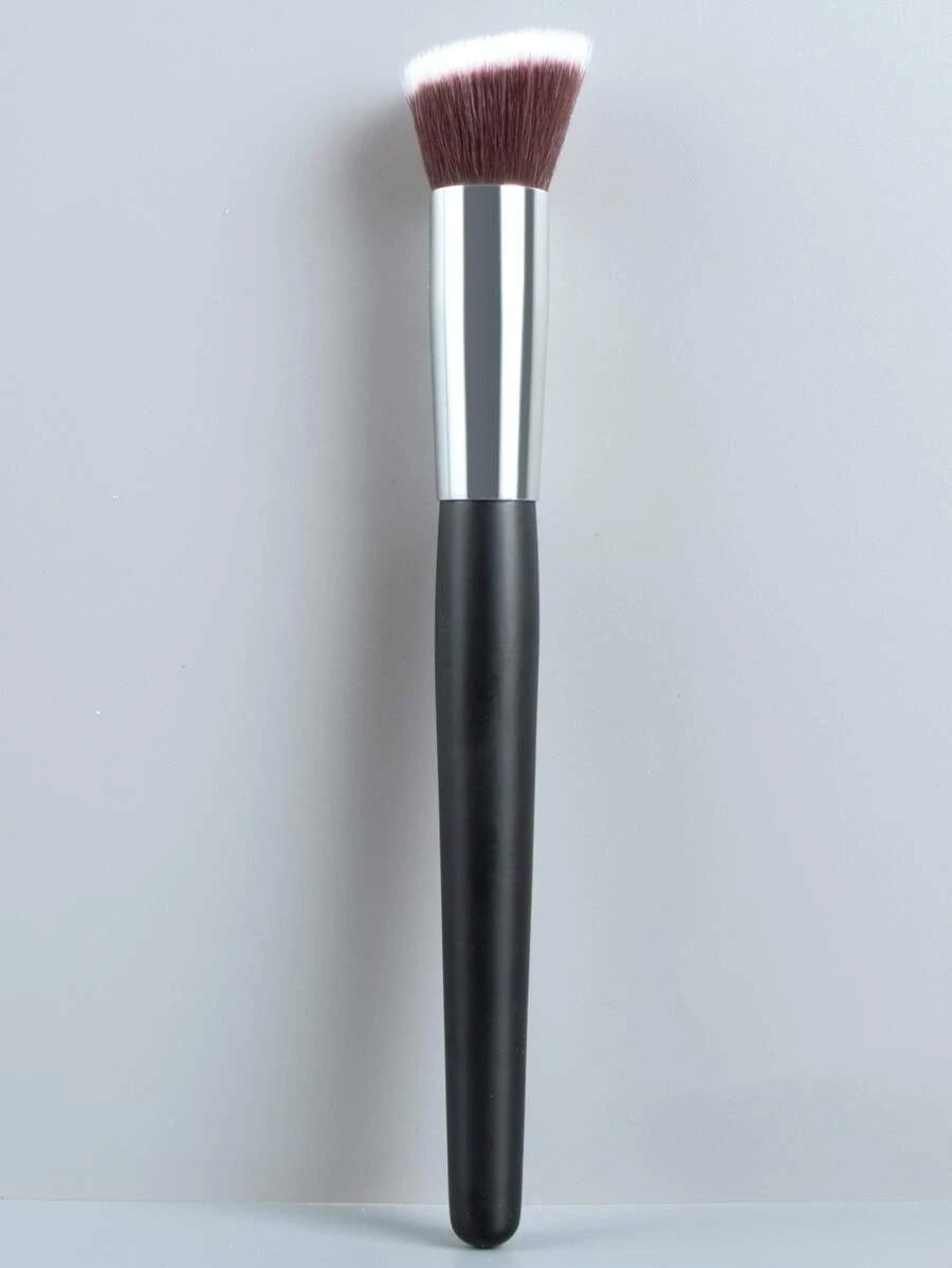 1 pieza Pincel de maquillaje de madera minimalista y portátil, multifuncional, herramienta de maquillaje para principiantes, incluye: pincel de base, pincel de corrector, pincel de rubor, pincel de contorno, pincel de rubor, pincel de bronceador, pincel de polvo, pincel de base, pincel de rubor - Negro - Ver 1