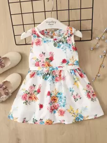 SHEIN Đầm em bé Nút Tương phản Mesh Nghề thêu Chia Hoa Boho - Nhiều màu - Xem 1