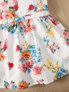 SHEIN Đầm em bé Nút Tương phản Mesh Nghề thêu Chia Hoa Boho - Nhiều màu - Xem 3