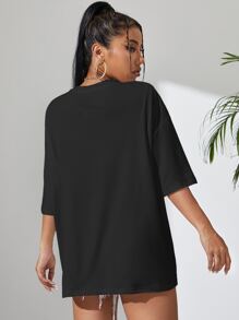 INAWLY Camiseta oversize con caída de hombro con gráfico de dibujos animados y eslogan "ES UNA CAMISETA DE TÉ", unisex