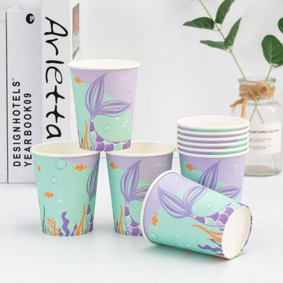 10入組美人魚圖案一次性杯子