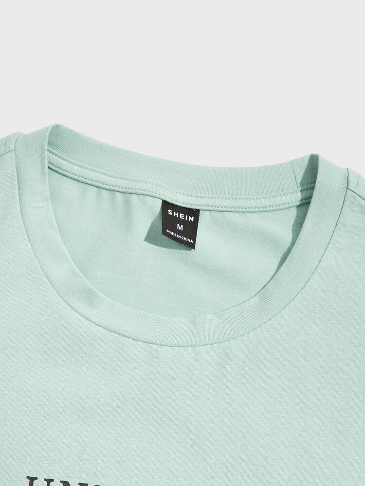 GENTILAND Men Letter Graphic Top & Joggers Set - Multicolor - View 3