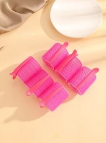 Self Grip Hair Roller Set, Hair Roller, Heatless Hair Curlers, Hair Rollers For Long Hair, Medium, 6pcs Hair Rollers With 6pcs Hair Clips, Salon Hairdressing,Back To School,Travel Holiday Essentials,Hair Accessories For Women - Hot Pink - View 1