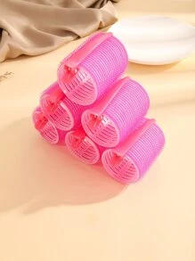 Self Grip Hair Roller Set, Hair Roller, Heatless Hair Curlers, Hair Rollers For Long Hair, Medium, 6pcs Hair Rollers With 6pcs Hair Clips, Salon Hairdressing,Back To School,Travel Holiday Essentials,Hair Accessories For Women - Hot Pink - View 2