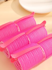 Self Grip Hair Roller Set, Hair Roller, Heatless Hair Curlers, Hair Rollers For Long Hair, Medium, 6pcs Hair Rollers With 6pcs Hair Clips, Salon Hairdressing,Back To School,Travel Holiday Essentials,Hair Accessories For Women - Hot Pink - View 3