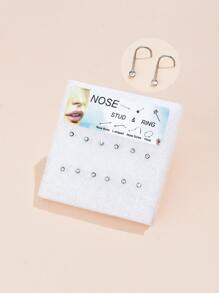 12 Cái/bộ Thép Không Gỉ, Kim Cương Giả Trang Trí Vòng Mũi Cho Phụ Nữ Và Nam Giới, Punk Xuyên, Một Món Quà Trang Sức Cơ Thể Thời Trang Cho Bất Kỳ Dịp Nào - Bạc - Xem 1