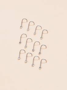 12 Cái/bộ Thép Không Gỉ, Kim Cương Giả Trang Trí Vòng Mũi Cho Phụ Nữ Và Nam Giới, Punk Xuyên, Một Món Quà Trang Sức Cơ Thể Thời Trang Cho Bất Kỳ Dịp Nào - Bạc - Xem 3