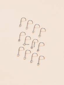 12 Cái/bộ Thép Không Gỉ, Kim Cương Giả Trang Trí Vòng Mũi Cho Phụ Nữ Và Nam Giới, Punk Xuyên, Một Món Quà Trang Sức Cơ Thể Thời Trang Cho Bất Kỳ Dịp Nào - Bạc - Xem 4