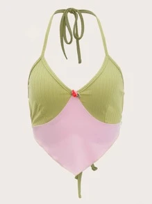 SHEIN Unity Áo khoác và áo lót dành cho xe tăng nữ Lộ Lưng Buộc lại Khối Màu Gợi cảm - Nhiều màu - Xem 1