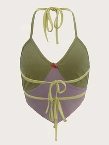 SHEIN Unity Áo khoác và áo lót dành cho xe tăng nữ Lộ Lưng Buộc lại Khối Màu Gợi cảm - Nhiều màu - Xem 2