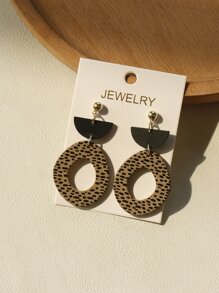 幾何耳墜 - 棕色 - 查看 1