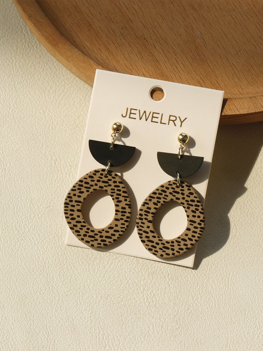 幾何耳墜 - 棕色 - 查看 1