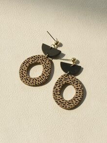 幾何耳墜 - 棕色 - 查看 2