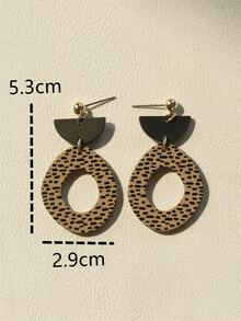 幾何耳墜 - 棕色 - 查看 3