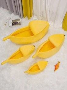 1件海綿黃香蕉形中小型貓床,四季皆宜 - 黃色 - 查看 2