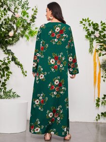 Mulvari Floral Print Drop Shoulder Tunic Dress - Multicolor - View 2