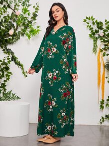 Mulvari Floral Print Drop Shoulder Tunic Dress - Multicolor - View 3