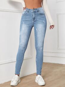 SHEIN Essnce Jean skinny taille haute zippé